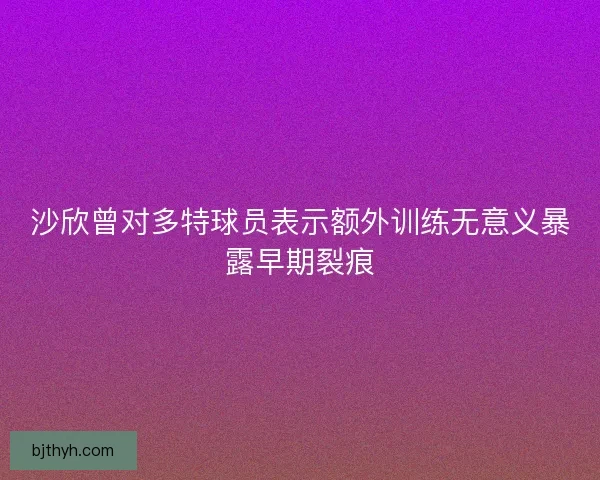 沙欣曾对多特球员表示额外训练无意义暴露早期裂痕