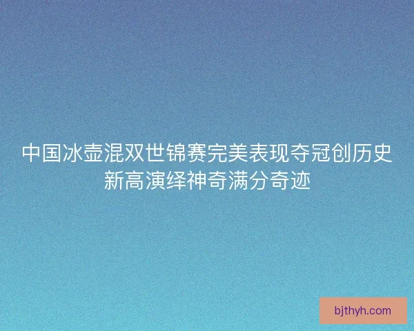 中国冰壶混双世锦赛完美表现夺冠创历史新高演绎神奇满分奇迹