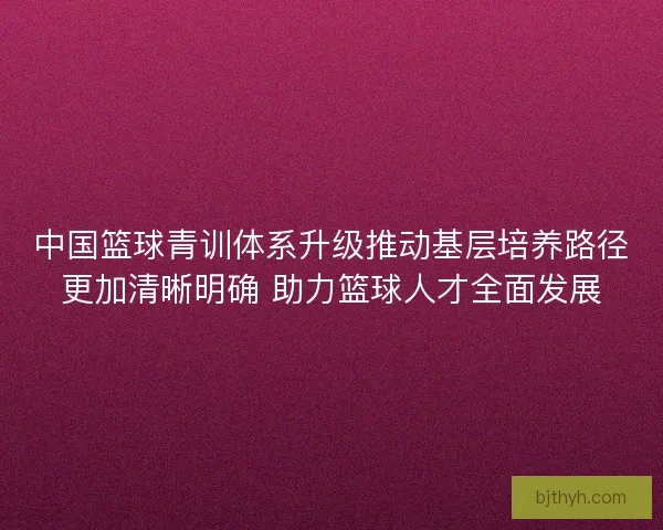 中国篮球青训体系升级推动基层培养路径更加清晰明确 助力篮球人才全面发展