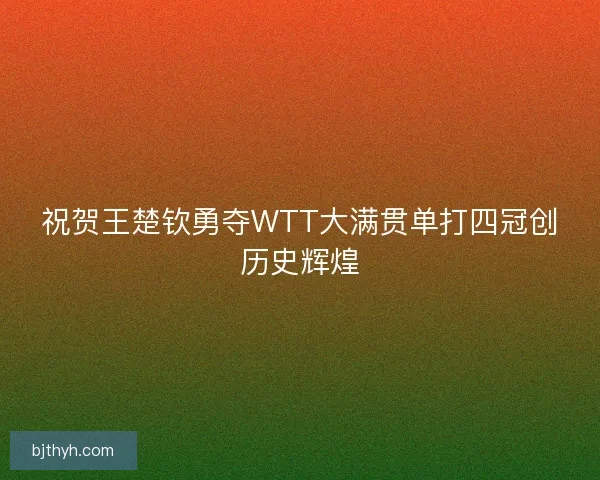 祝贺王楚钦勇夺WTT大满贯单打四冠创历史辉煌